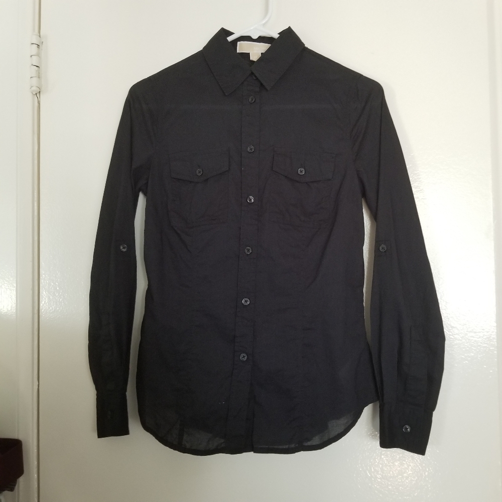 Michael Kors Button Blouse RollTab Sleeves XS